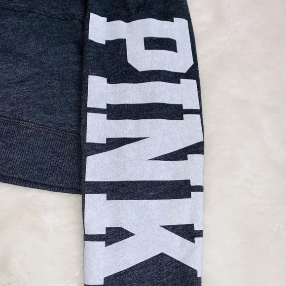 PINK Victoria’s Secret Dark Gray Quarter Zip Icon Sweatshirt Xsmall Women’s - Picture 3 of 6